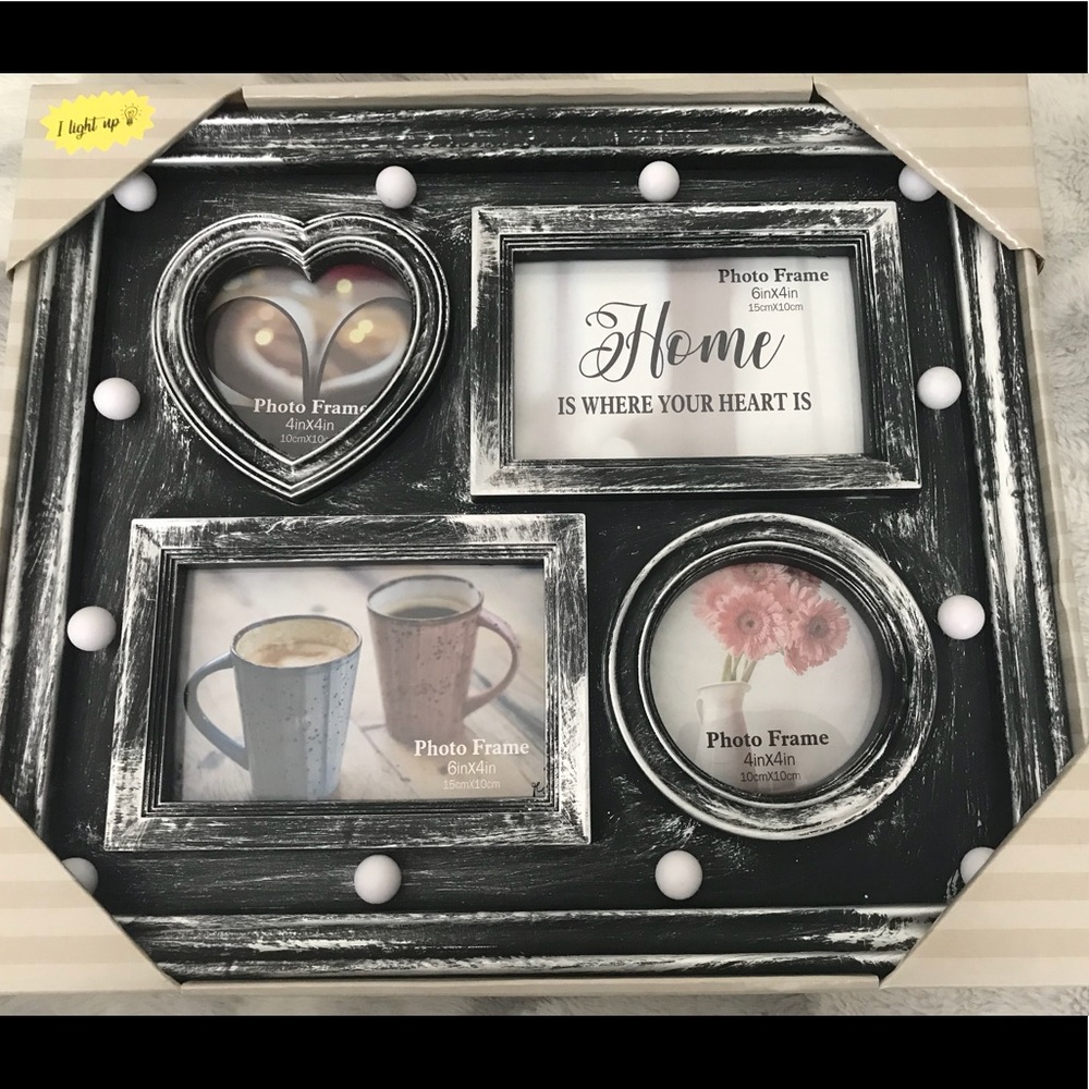 Home Decor Silver Led Light Up Wall Photo Frame